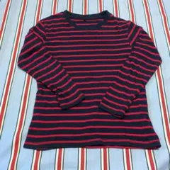 長袖カットソー 紺と赤のストライプ 120