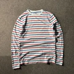 OLD NAVY S ボーダー カットソー クルーネック ロンT 赤 青 白のサムネイル