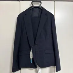 ネイビー チェック柄 ビジネススーツ上下15号