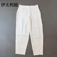 伊太利屋 イタリヤ テーパードパンツ ホワイト シンプル とろみ素材のサムネイル