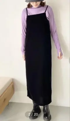 ローリーズファーム ベロアキャミワンピース　新品未使用タグ付　ブラック