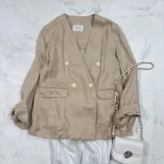 IENA イエナ ジャケット ダブル リネン テーラード 長袖 無地