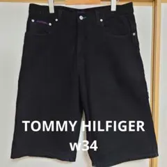 TOMMY HILFIGER 黒デニム ハーフパンツ W34