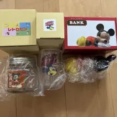 ミッキー 貯金箱　レトロビン　グラス　置物
