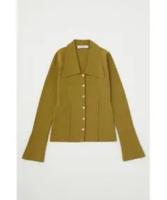 moussy M_ 襟付き 長袖 ニット カーディガン オリーブ