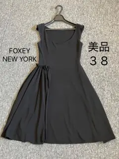美品☆ FOXEY NEW YORK 黒　フレアワンピース　ノースリーブ　L FOXEY NEW YORK - 美品 FOXEY NEW YORK フォクシーニューヨーク