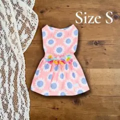 犬服 小型犬 春夏 綿素材 ピンク ワンピース フリル かわいい S