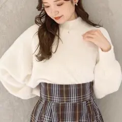 MERCURYDUOボトルネックミニシャギーロングスリーブニット