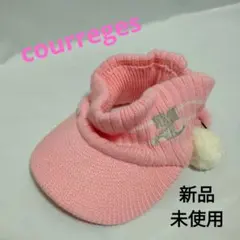 新品未使用　courreges　ニット　サンバイザー ロゴ刺しゅう ゴルフ