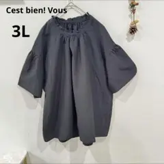 Cest bien! Vous ブラウス　フリルネック 3L ゆったり