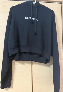 METANOIA ブラック ショート丈 パーカー 羽プリント
