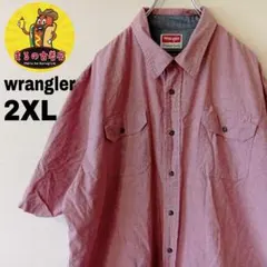 USA古着 wrangler　半袖ボタンシャツ2XL　レッドのサムネイル