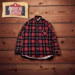 90s USA製【AMERICAN EDITION】プリントネルシャツ　アメカジ