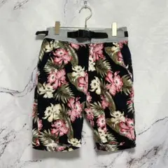 【ジャックローズ】ボタニカル柄 ハーフパンツ ショートパンツ ブラック系 Mのサムネイル