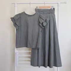 earth music&ecology フリル袖デニム風セットアップ