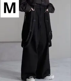 cussil ルーズシルエットダブルサスペンダーワイドデニムパンツデニム　M