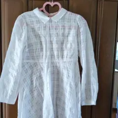 ホワイト チェック柄 ワンピースM