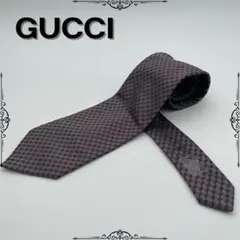 GUCCI グッチ ネクタイ GG柄 総柄 グレー ボルドー シルク