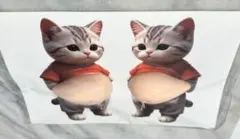 おなかぷにぷにシール 猫マシュマロシール ぷくぷくシール2匹