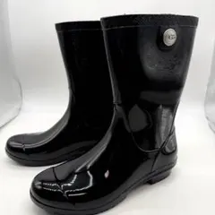 希少★UGG★アグ レインブーツ ロゴプレート長靴　レディース 黒　ブラックのサムネイル