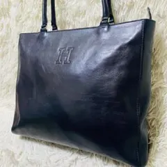 ヒロフ HIROFU レザー トートバッグ　Hロゴ ブラック 黒 大容量