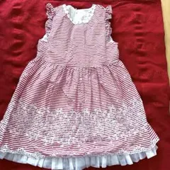 mezzo piano 赤白ストライプ ワンピース100センチ