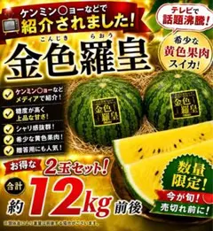スイカお得な2玉！熊本県産 プレミアム羅皇 ザ・スウィート 大玉 10kg