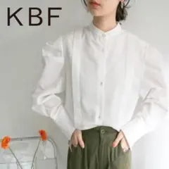 KBF ケービーエフ バンドカラーデザインスリーブシャツ ホワイト フリー 美品