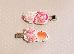 ホイップデコヘアピン うさぎ 薔薇 赤 チョコミント 黒 青