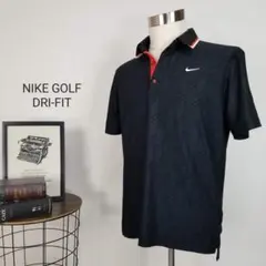 速乾性NIKE GOLFドライフィットストレッチ半袖ポロシャツ黒メンズM