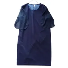 Mサイズ フレア袖フォーマルワンピース レースレディース ネイビー最終価格