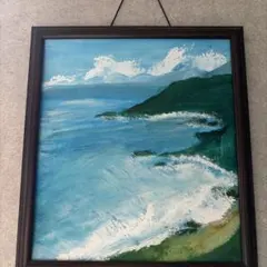 絵画、油彩、SM号、海辺、真作、肉筆、額縁。 - メルカリ