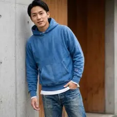 49 チャンピオン リバースウィーブ インディゴ染め フーディ プル 