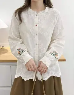 レディース綿コットン全幅刺繍　綿コットン