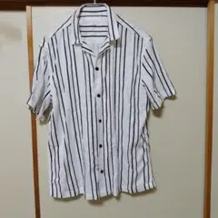 最終ZARA白黒ストライプ 半袖シャツ