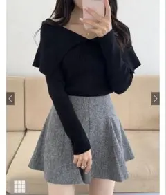 GRLインパン裏地付きツイードフレアミニスカート［dk1061］