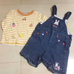 ミキハウス⭐️最終お値下げ⭐️オーバーオール 80&ロンティー