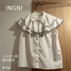 【INGNI】フリル付きホワイトノースリーブシャツ