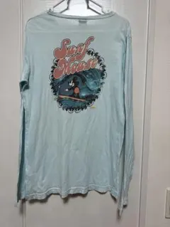 ミッキーマウス Surf Mouse 長袖Tシャツ 水色 ディズニー