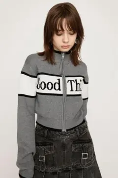 SLY スライ　LINE LOGO ZIP カーディガン　ニット