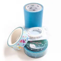 マスキングテープ4個セット 海 貝殻 ブルー