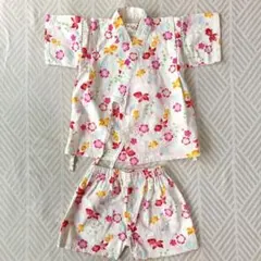 【美品】くろわっさんすベベ 女の子☆金魚 花柄 甚平 90cm