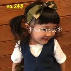 ＊handmade＊no.245 スクエアリボンターバン　ヘアバンド　ターバン
