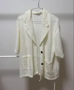 アイボリー 半袖シャツ メッシュ