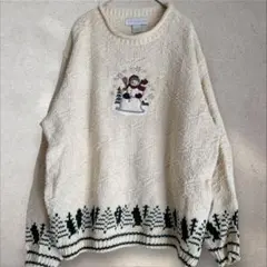 クロフトアンドバロー セーター クルーネック 雪だるま M 白 綿 冬