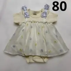 プティマイン　フラワーワンピース　花刺しゅう半袖ワンピース(ベビー)イエロー