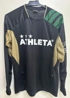 ATHLETA 長袖シャツ ブラック/ゴールド/グリーン