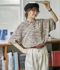 ニットポロシャツ 長袖