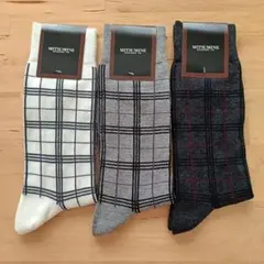 MITSUMINE チェック柄ソックス 3足セット 25~27cm