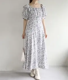 【美品】NICE CLAUP アソートフリルロングワンピース